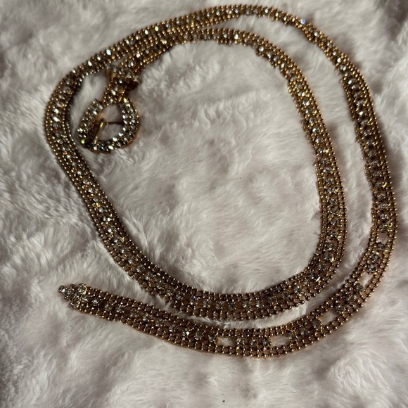 “Sparkly Rhinestone Belt / Necklace – Gold & Silver Statement Accessory - Picture 8 of 11